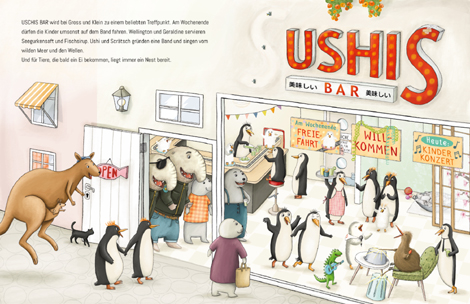 Pinguine in der Sushi-Bar