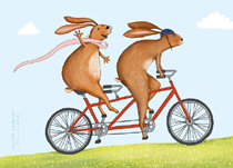 Postkarte mit Tandem